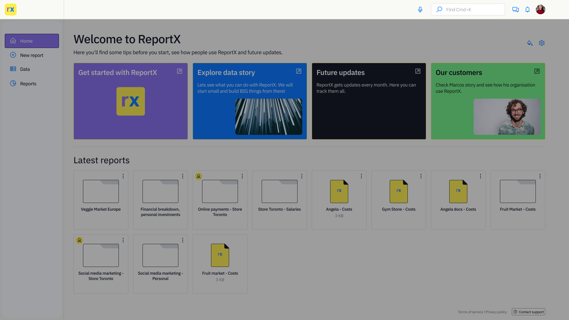 ReportX - Dashboard Header