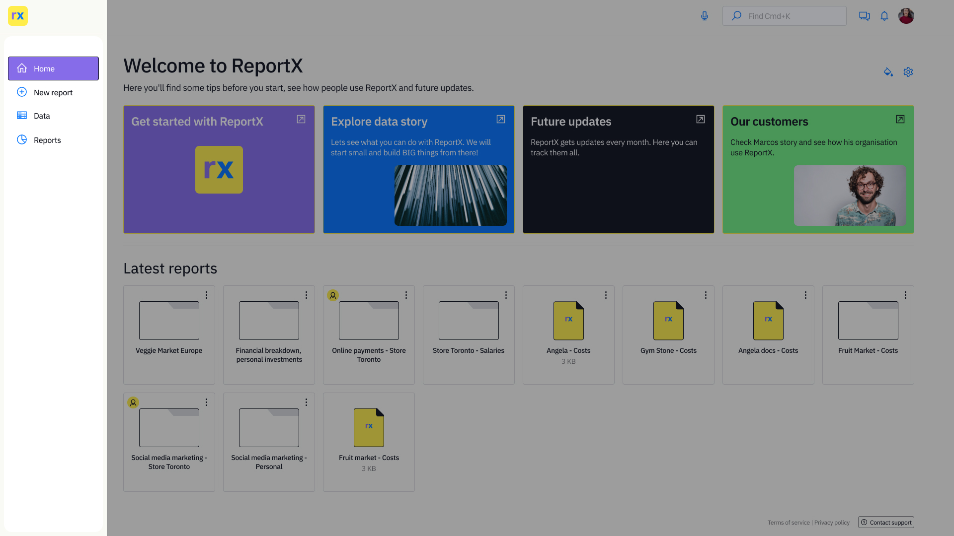 ReportX - Sidebar - navigation